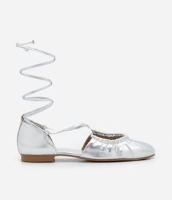 Sapatilha em PU com Amarração e Detalhe Franzido