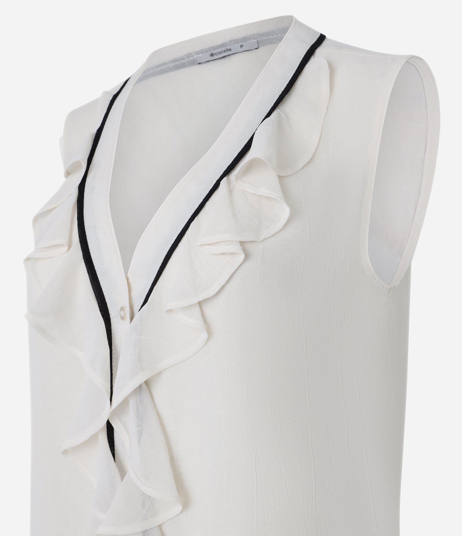 Blusa em Chiffon Com Botões Frontais Branco 6