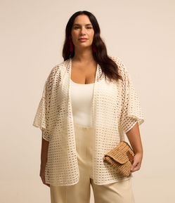 Saída de Praia Kimono em Tela Curve & Plus Size