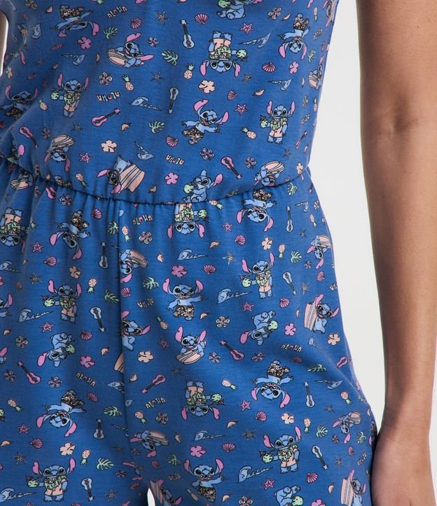 Pijama Macaquinho em Viscose com Estampa Stitch