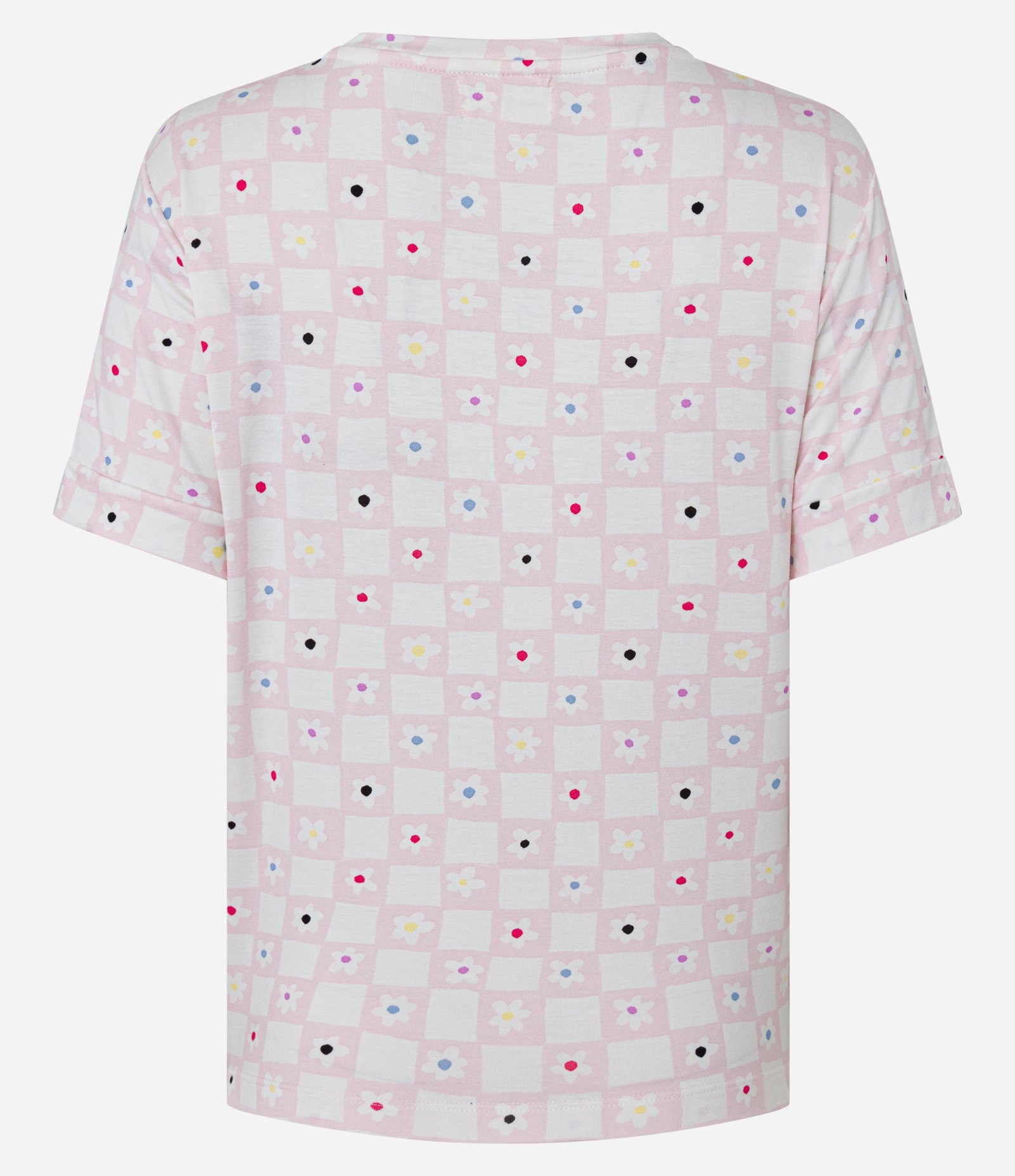 Blusa de Pijama em Viscose com Estampa Floral Xadrez Rosa/ Branco 6