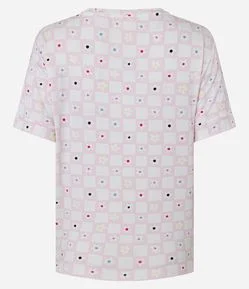 Blusa de Pijama em Viscose com Estampa Floral Xadrez