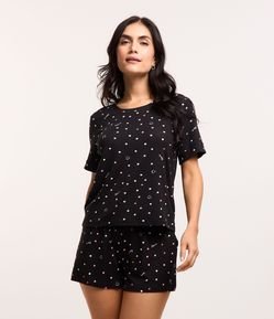 Blusa de Pijama em Viscose com Estampa Poá