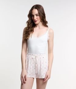Short de Pijama em Viscose com Amarração no Cós e Estampa Floral Xadrez