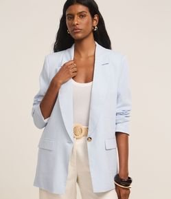 Blazer em Viscolinho com Lapelas e Botão Único