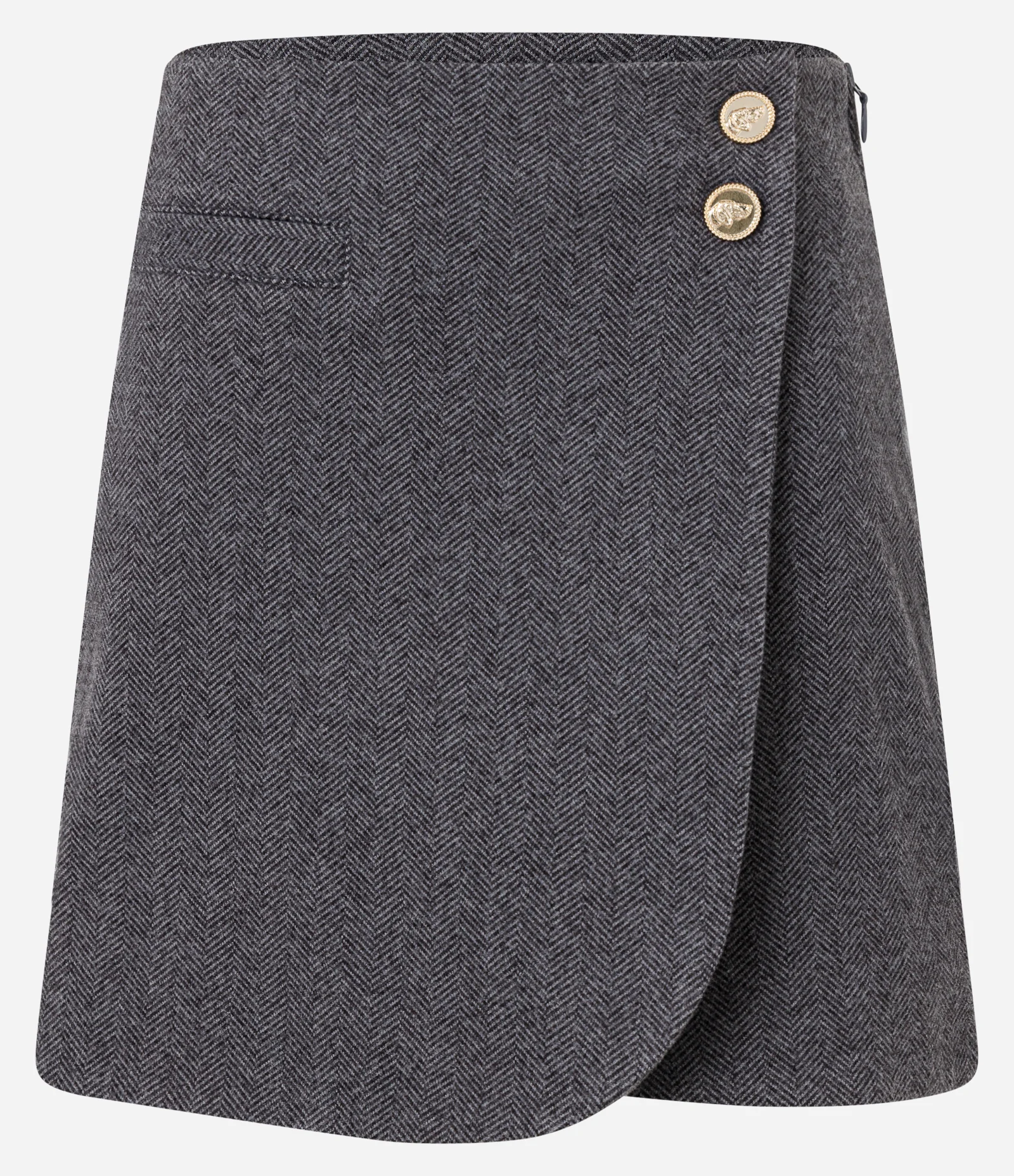 Saia Curta em Polivelour Transpassada Cinza 5