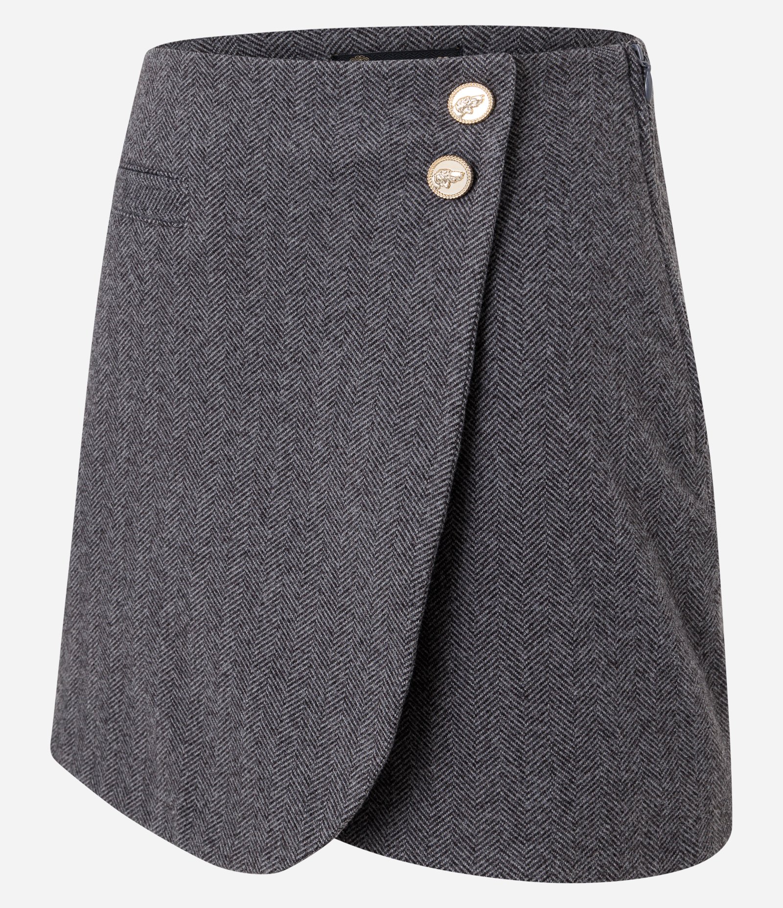 Saia Curta em Polivelour Transpassada Cinza 6