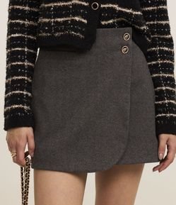 Saia Curta em Polivelour Transpassada