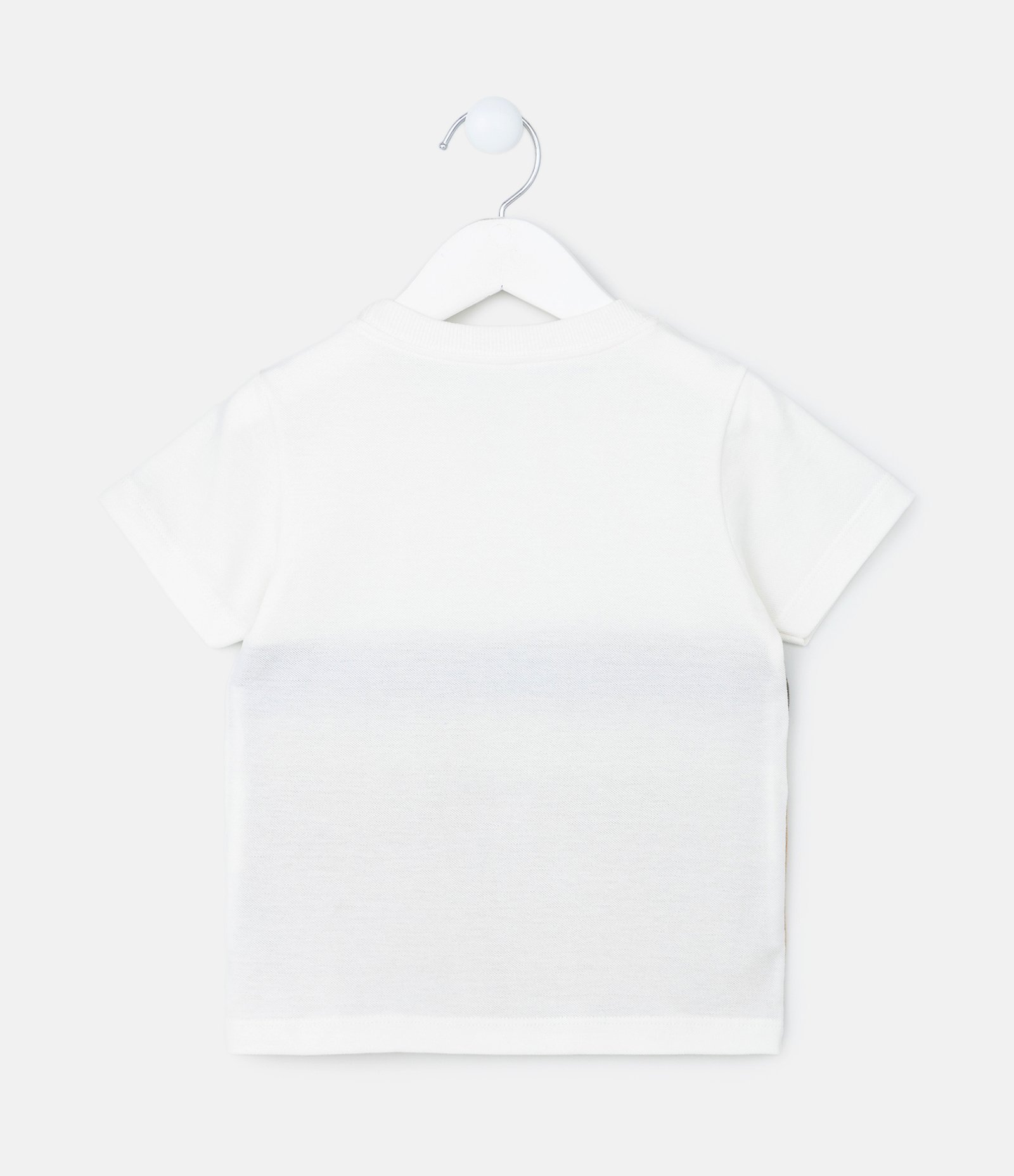 Camiseta Comfort Infantil em Malha Piquet com Blocos de Cor - Tam 1 a 5 anos Branco/Marrom 2