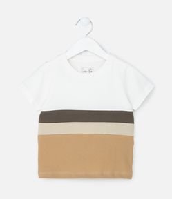 Camiseta Comfort Infantil em Malha Piquet com Blocos de Cor - Tam 1 a 5 anos