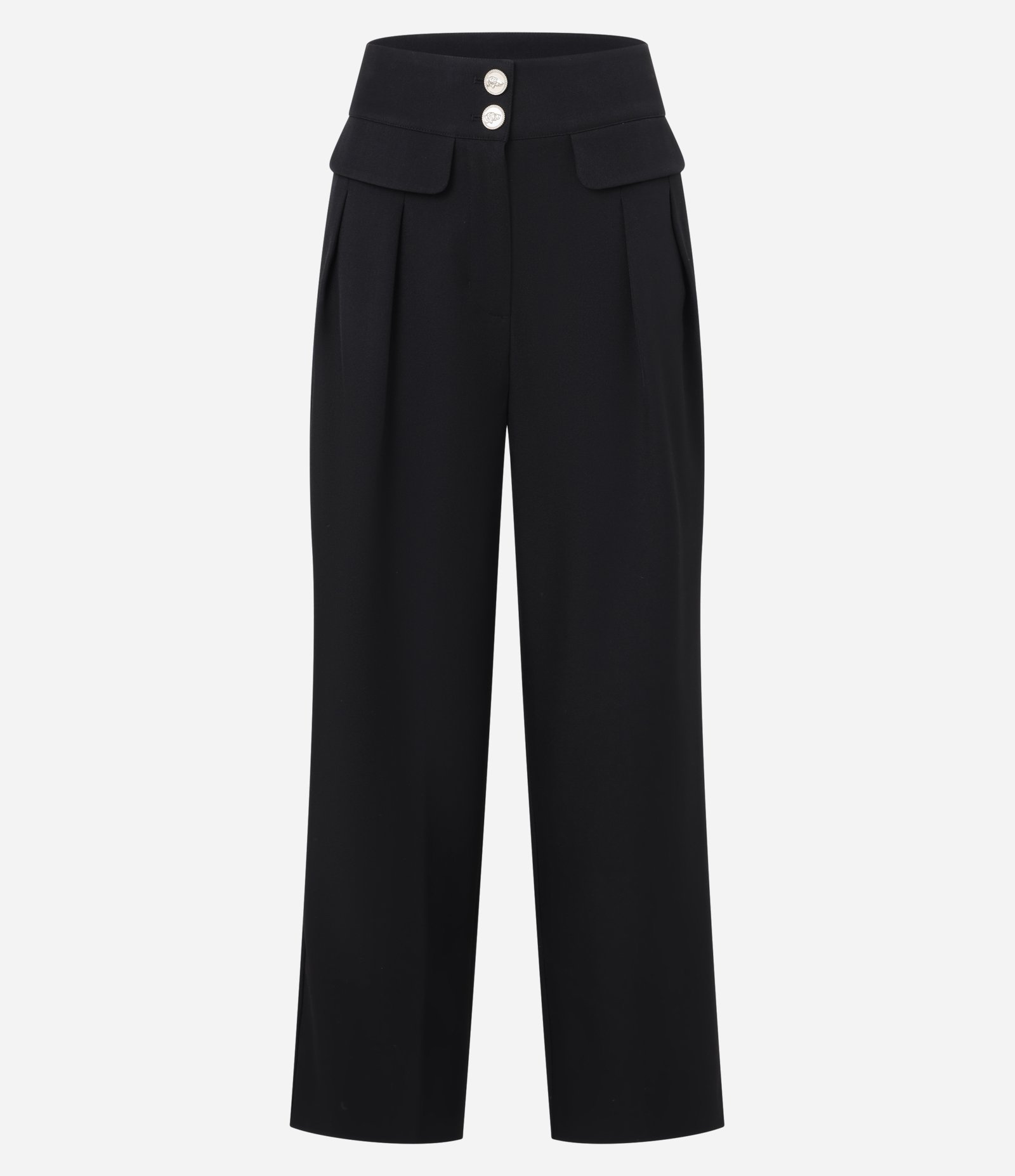 Calça Wide Leg Alfaiatada com Lapelas e Pregas Preto 5