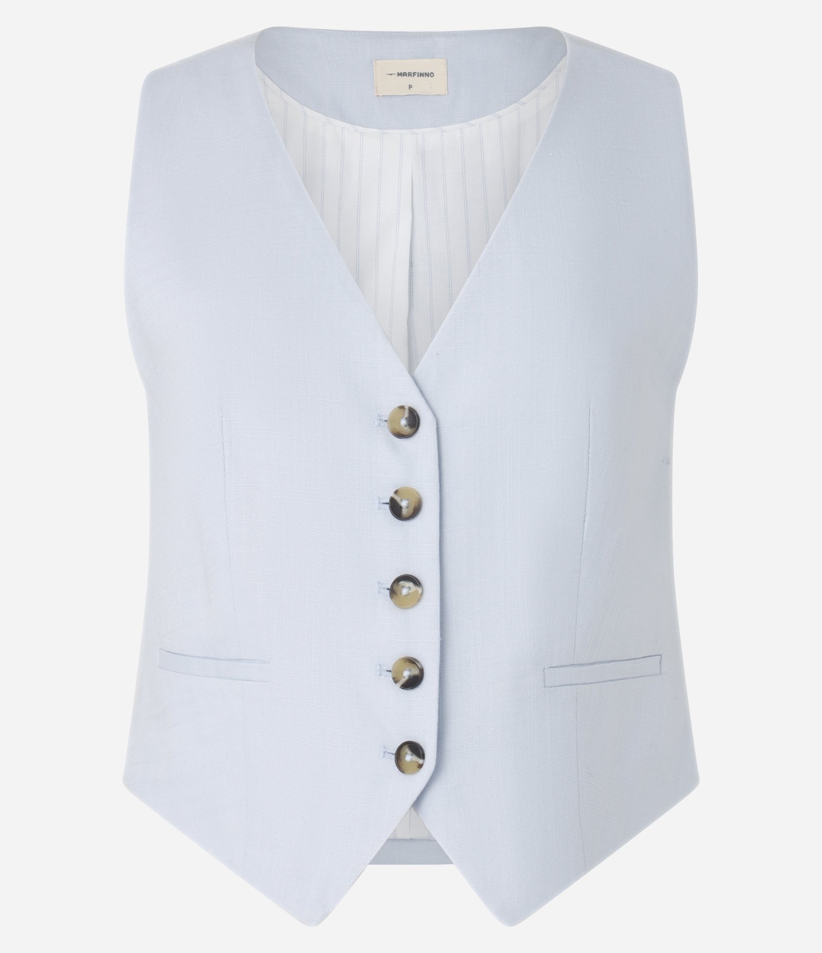 Colete em Viscolinho com Fechamento por Botões Contrastantes Azul Claro 6