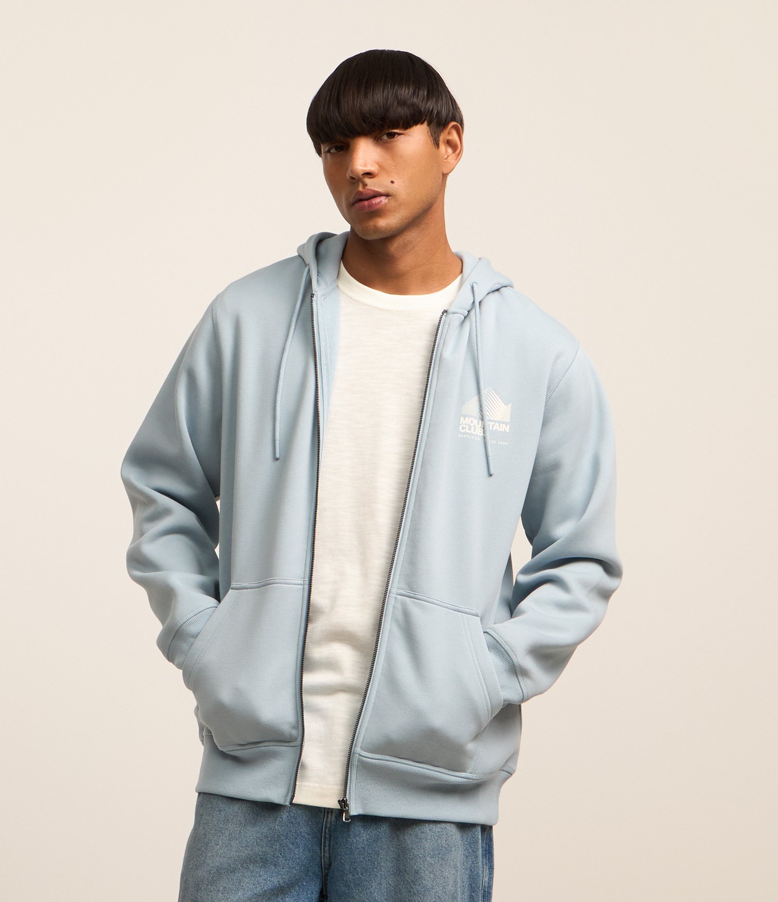 Casaco em Moletom com Estampa Lettering e Capuz Azul 1