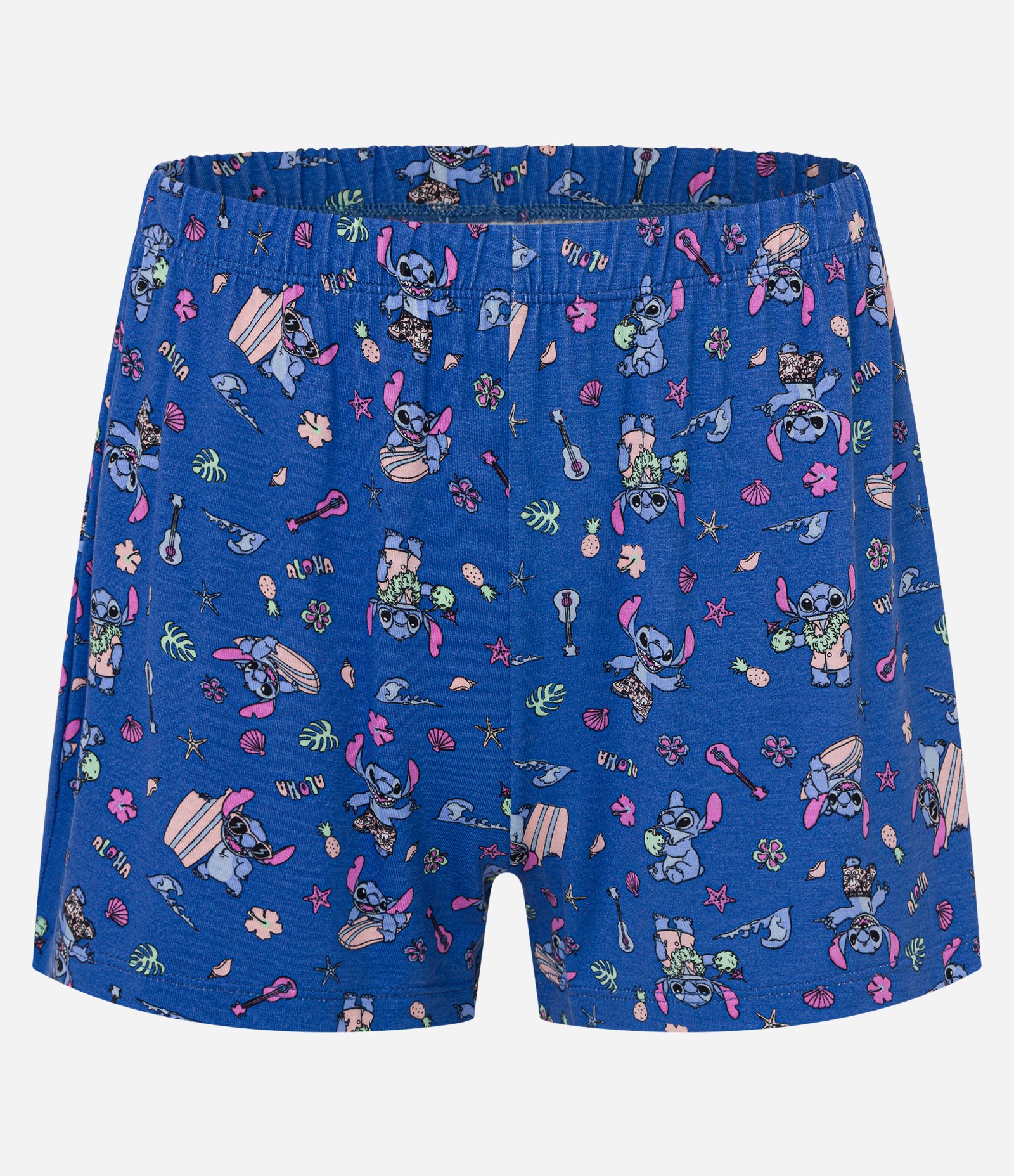 Pijama Short Doll Polo com Estampa Stich Branco/Azul 6