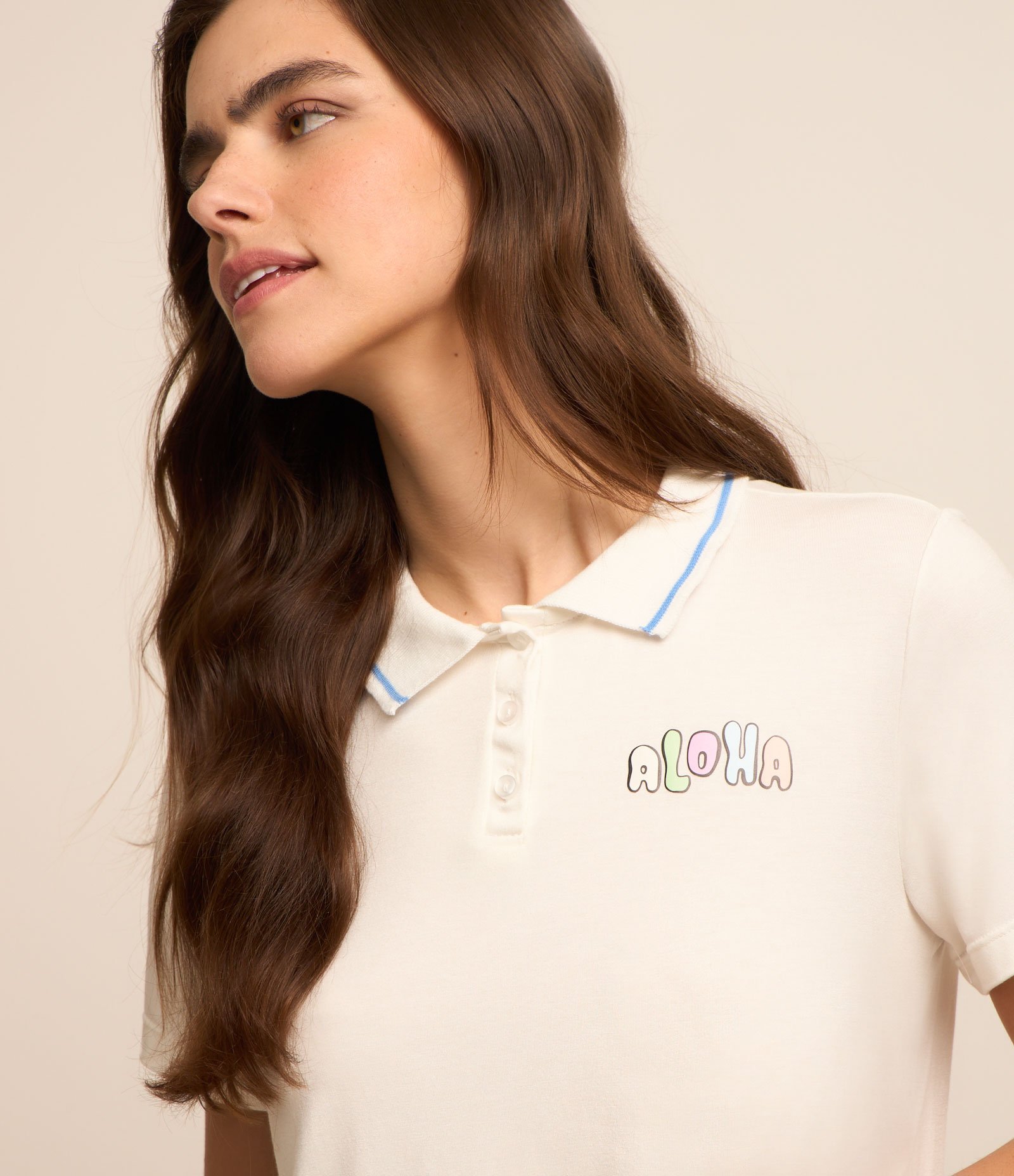 Pijama Short Doll Polo com Estampa Stich Branco/Azul 3