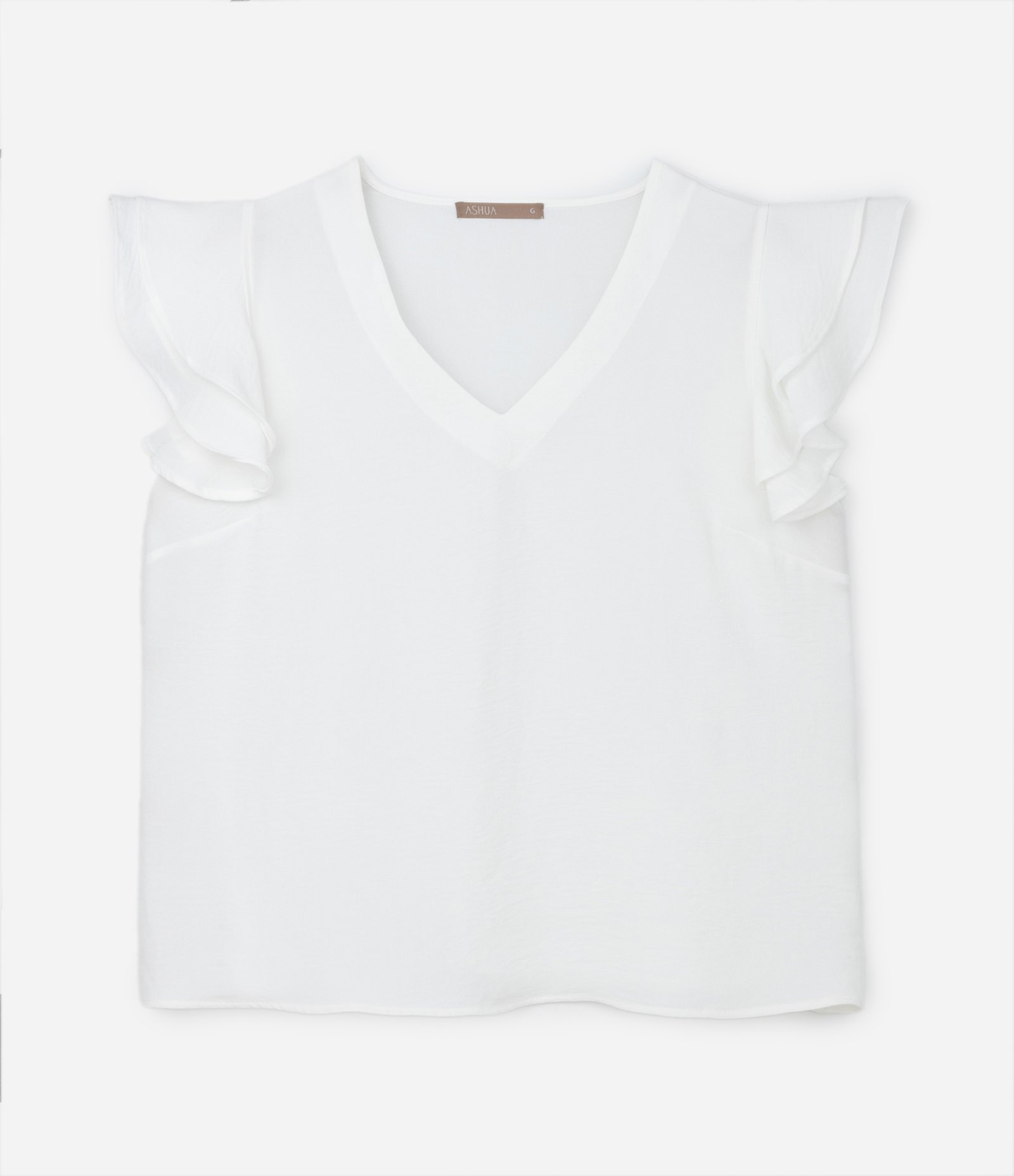 Blusa em Crepe com Babado Airflow Curve & Plus Size Branco 4