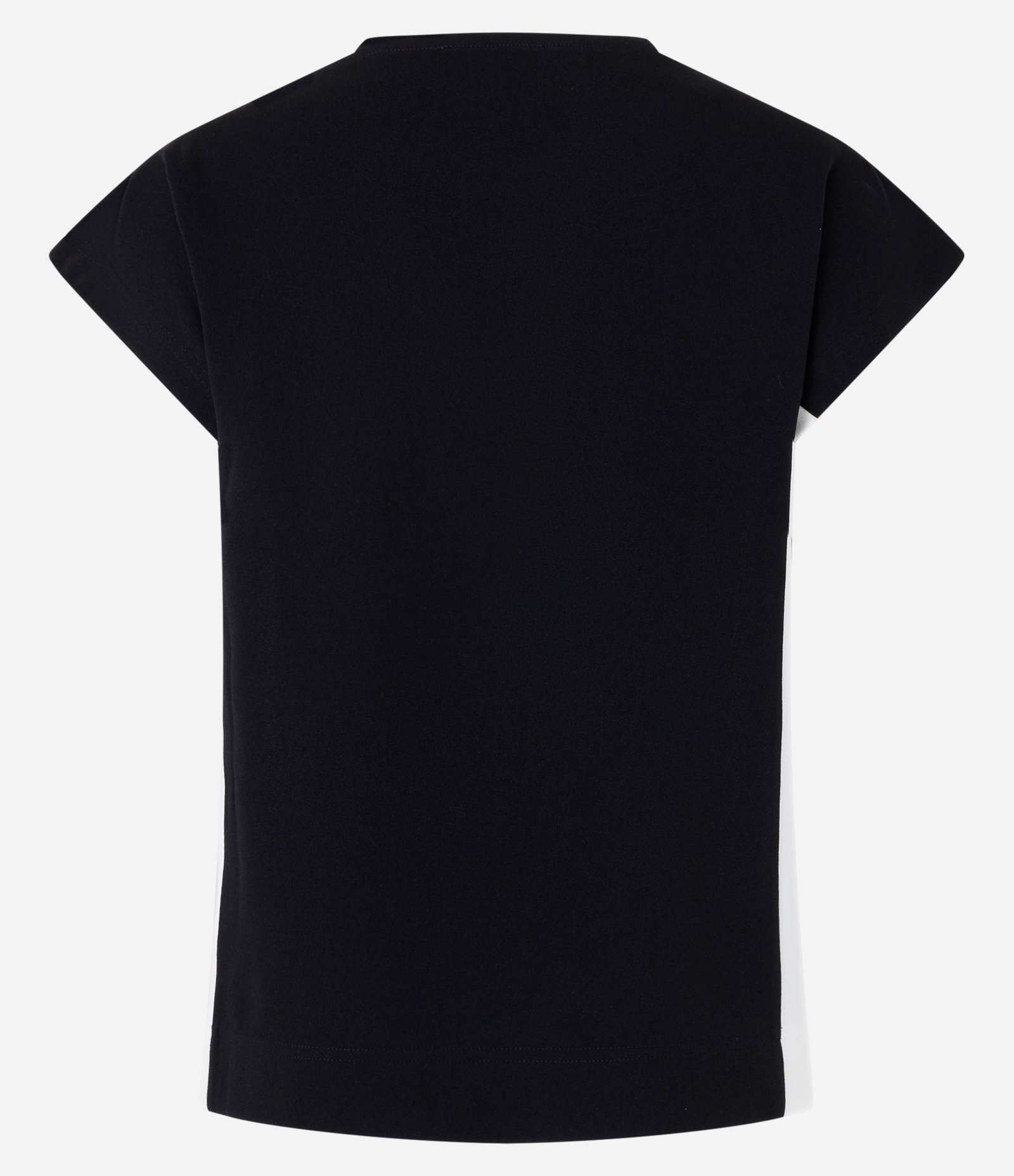 Blusa Manga Curta em Crepe com Laterais Contrastantes Preto 7