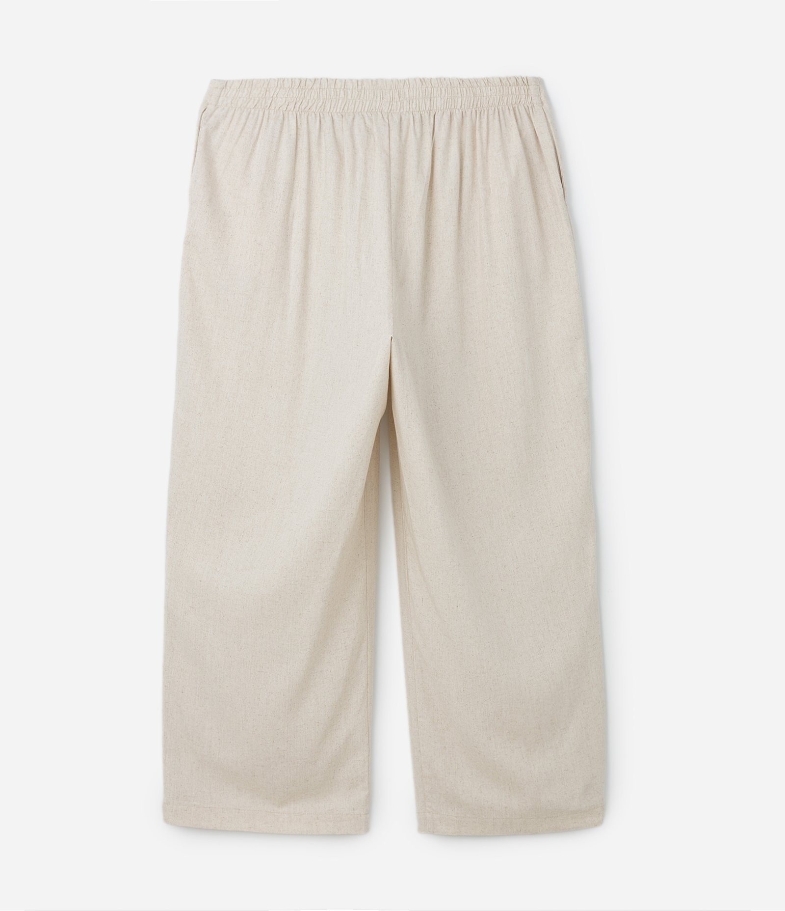 Calça Wide Leg com Linho Efeito Cru Curve & Plus Size Bege Cru 6