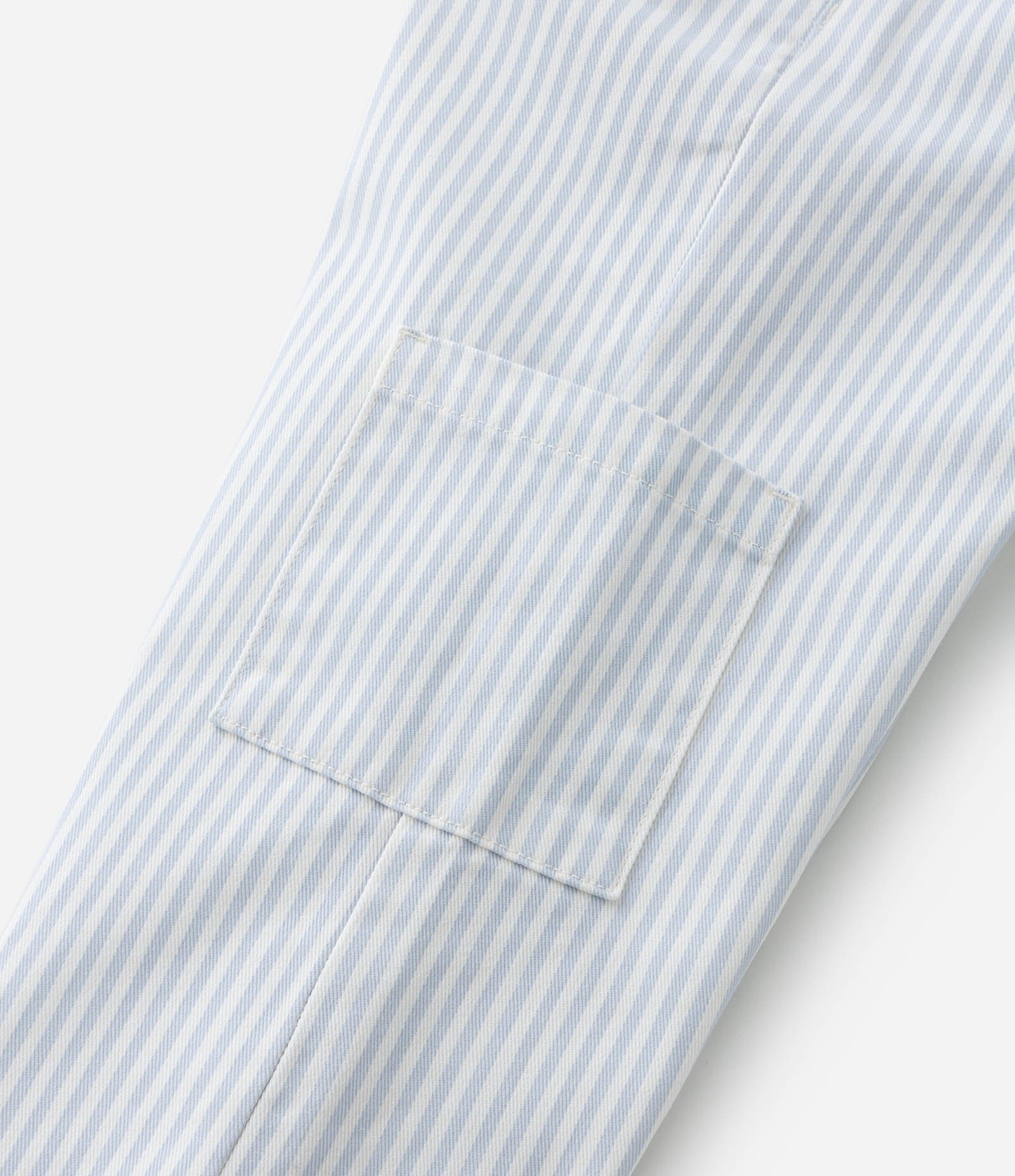 Calça Reta Infantil em Sarja Listrada - Tam 5 a 14 Anos Branco/Azul 3