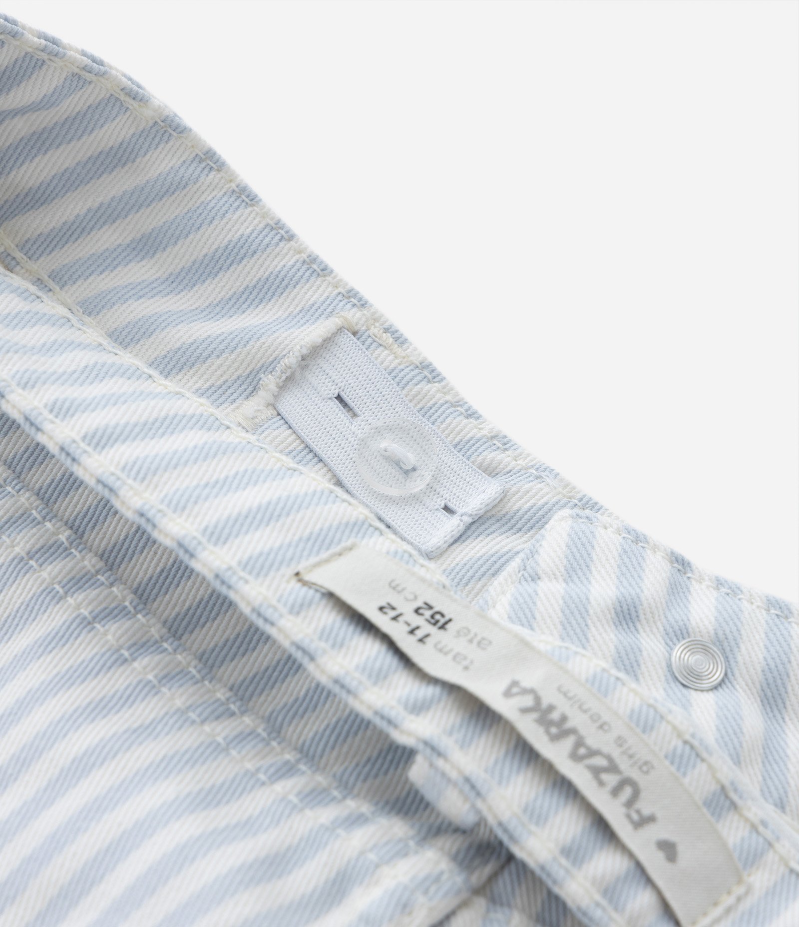 Calça Reta Infantil em Sarja Listrada - Tam 5 a 14 Anos Branco/Azul 4