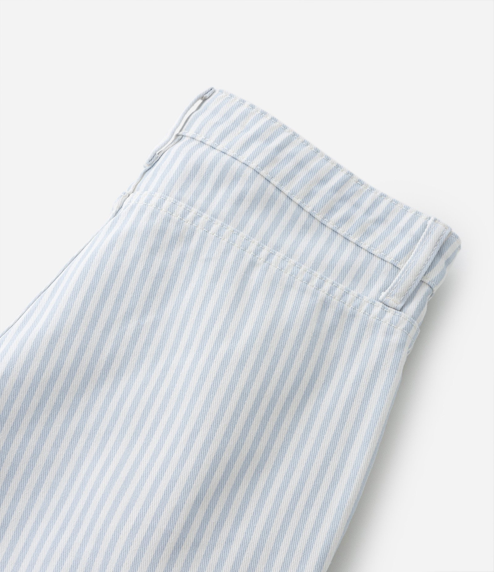 Calça Reta Infantil em Sarja Listrada - Tam 5 a 14 Anos Branco/Azul 5