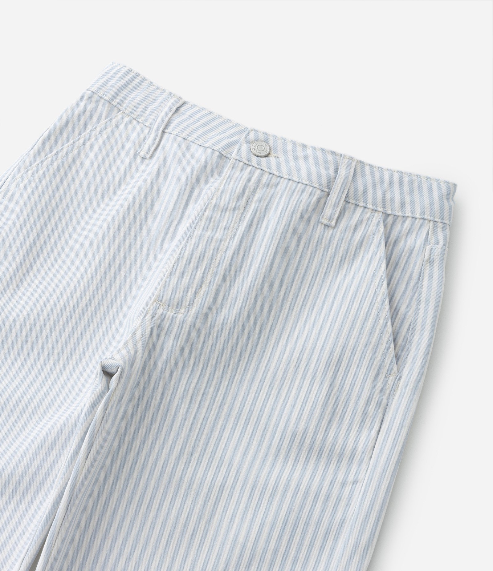Calça Reta Infantil em Sarja Listrada - Tam 5 a 14 Anos Branco/Azul 6