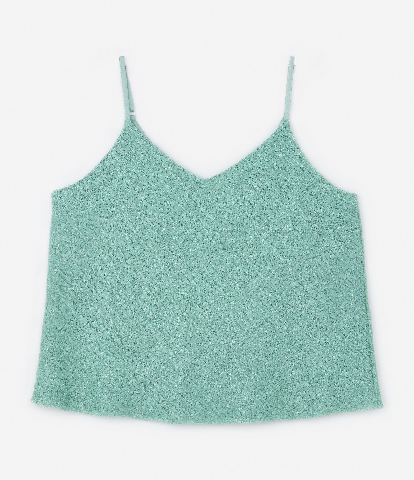 Regata em Paetê com Forro Acetinado Curve & Plus Size Verde 5