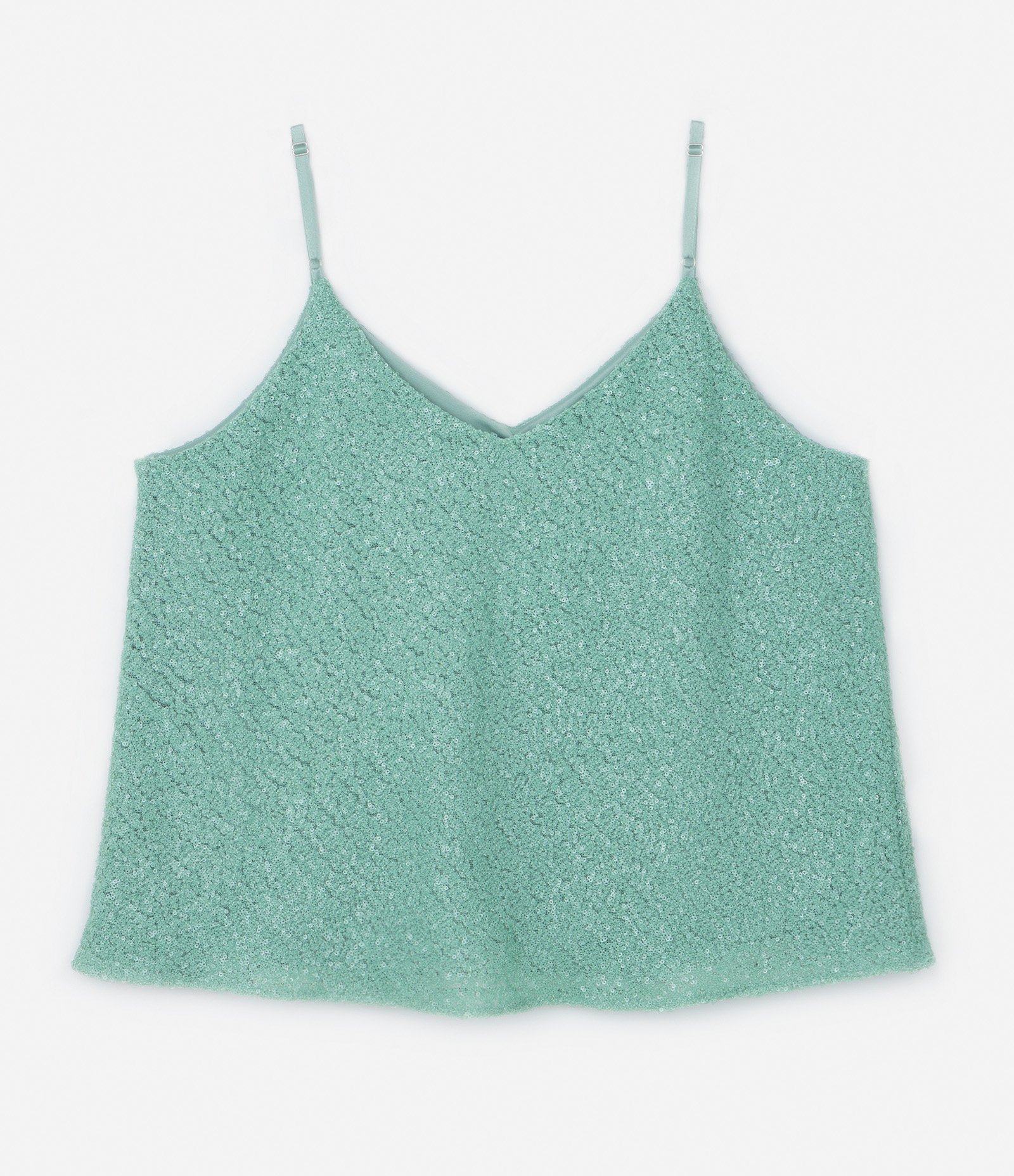 Regata em Paetê com Forro Acetinado Curve & Plus Size Verde 6