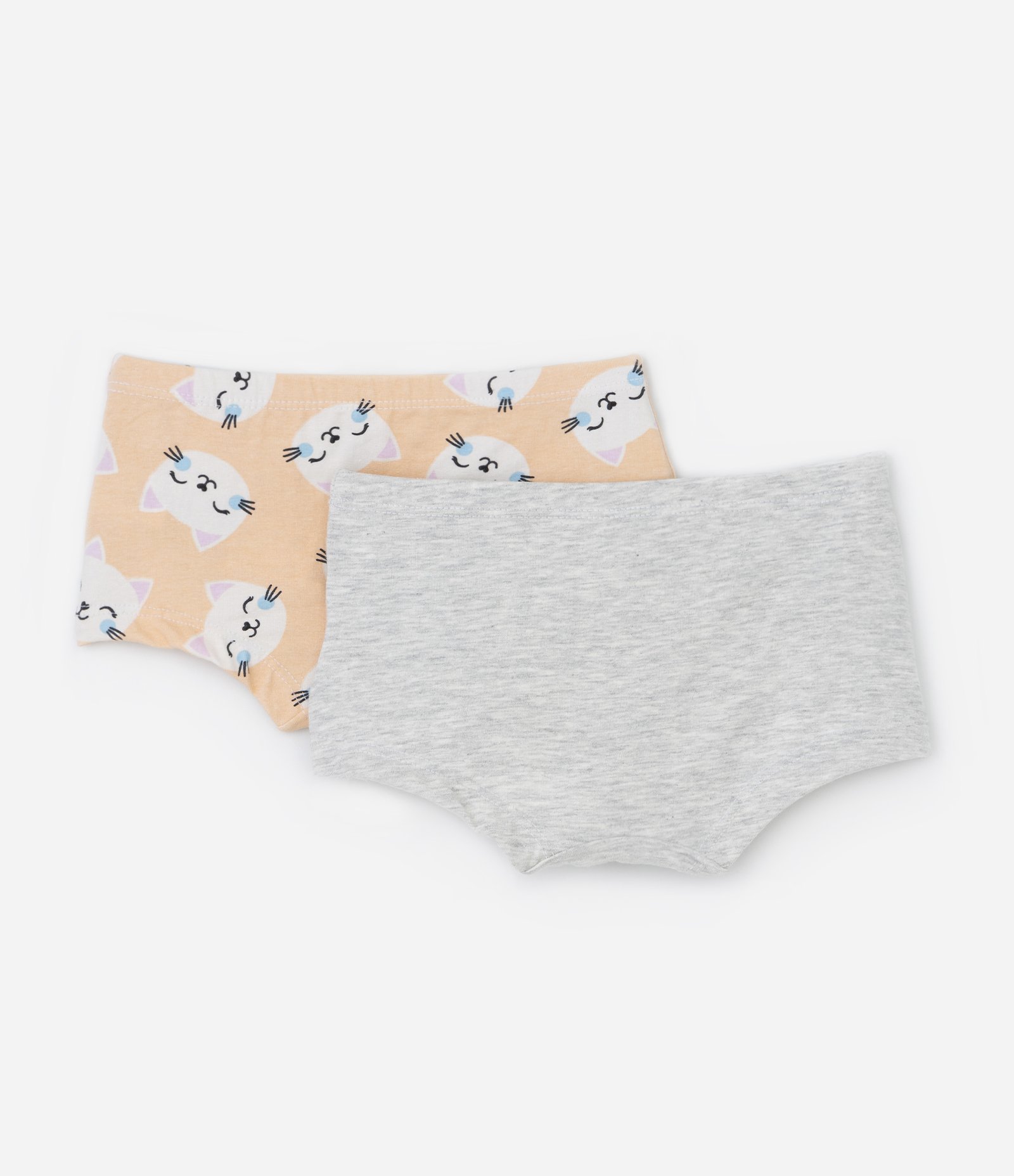 Kit 02 Calcinhas Boxer Infantil com Estampa Gatinhos - Tam 4 a 12 Anos Cinza/Laranja 2