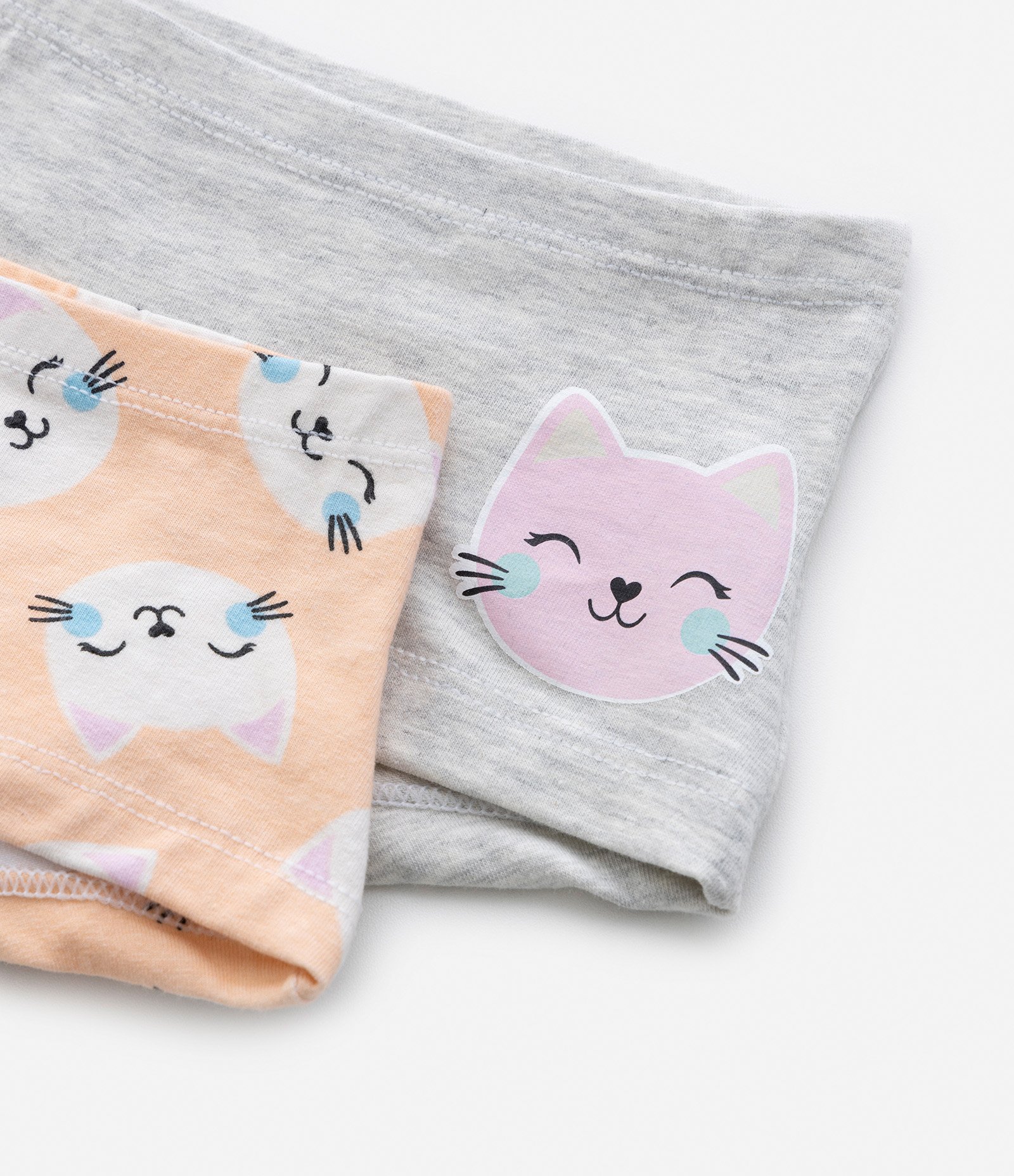 Kit 02 Calcinhas Boxer Infantil com Estampa Gatinhos - Tam 4 a 12 Anos Cinza/Laranja 4