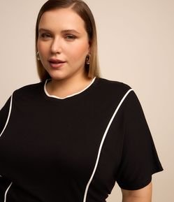 Blusa em Crepe com Vieses Contrastante Curve & Plus