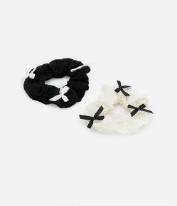 Kit 02 Scrunchies com Lacinhos Aplicados