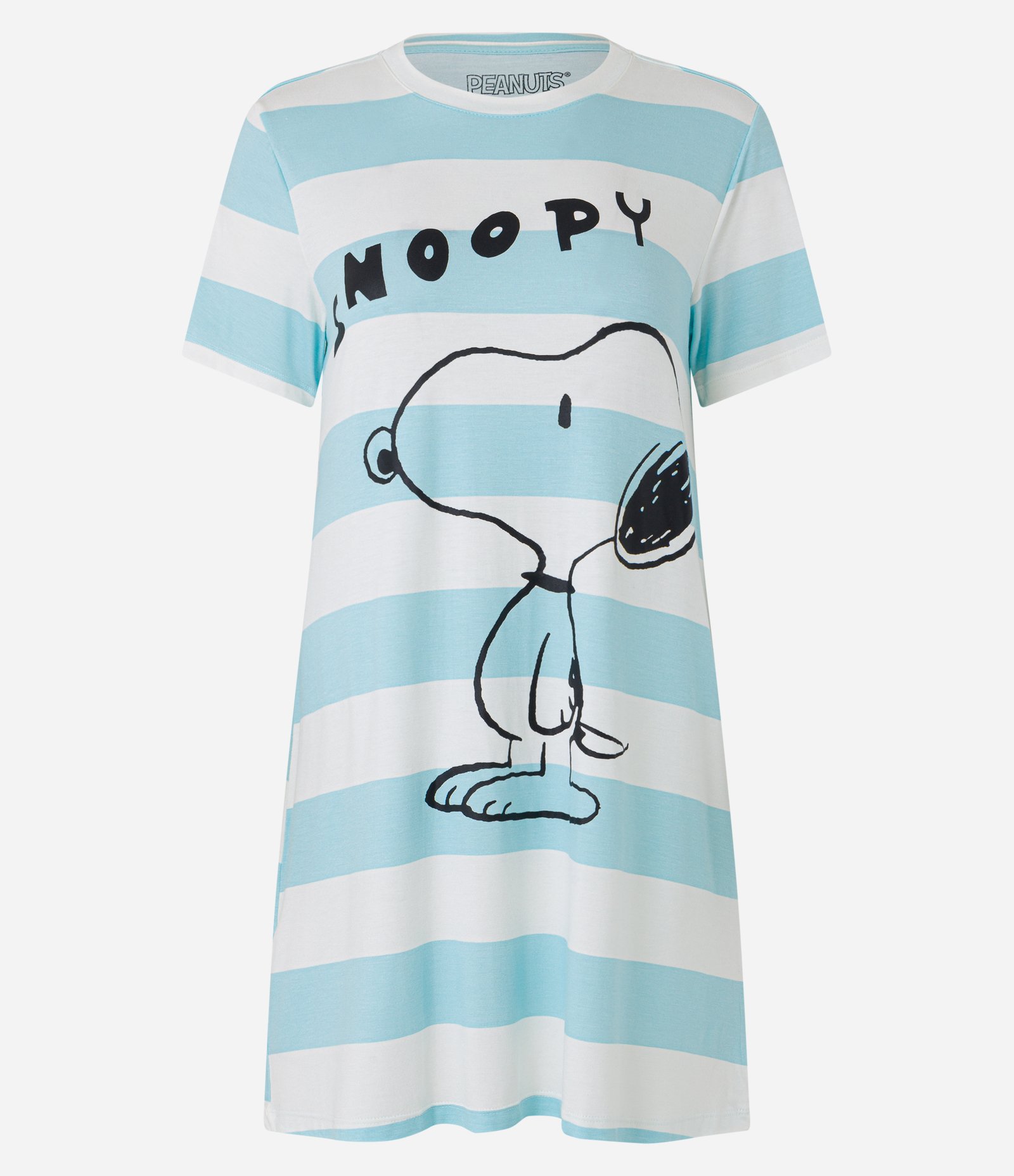 Camisola Manga Curta Listrada e Estampa Snoopy Azul 3