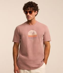 Camiseta em Algodão com Estampa Sunset