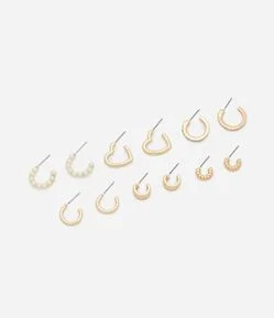 Kit 06 Argolas Modelos e Tamanhos Variados