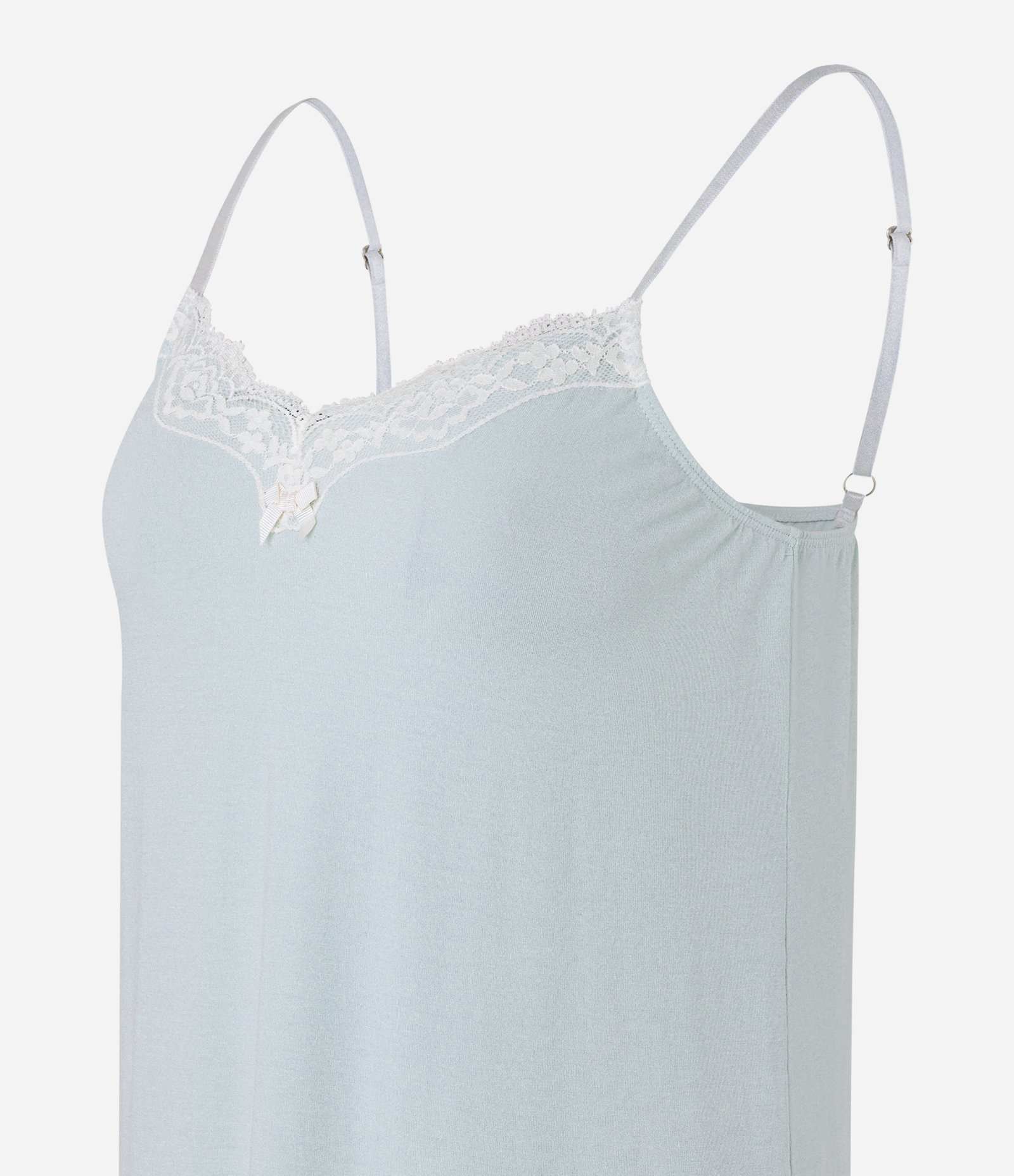 Camisola Alcinha e Renda com Lacinho no centro Azul Claro 5