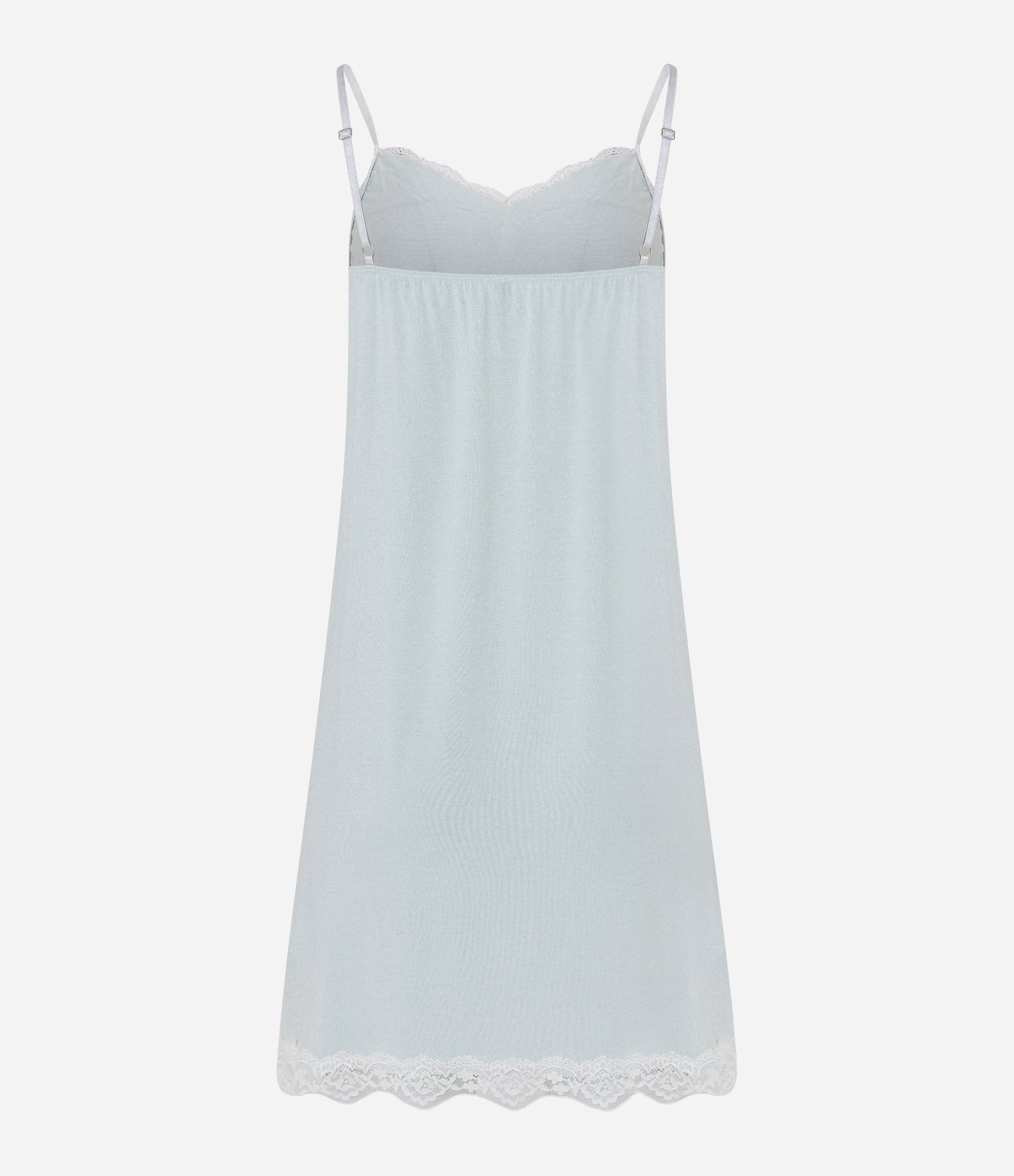 Camisola Alcinha e Renda com Lacinho no centro Azul Claro 6