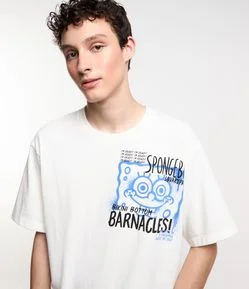 Camiseta Boxy em Malhão com Estampa Bob Esponja