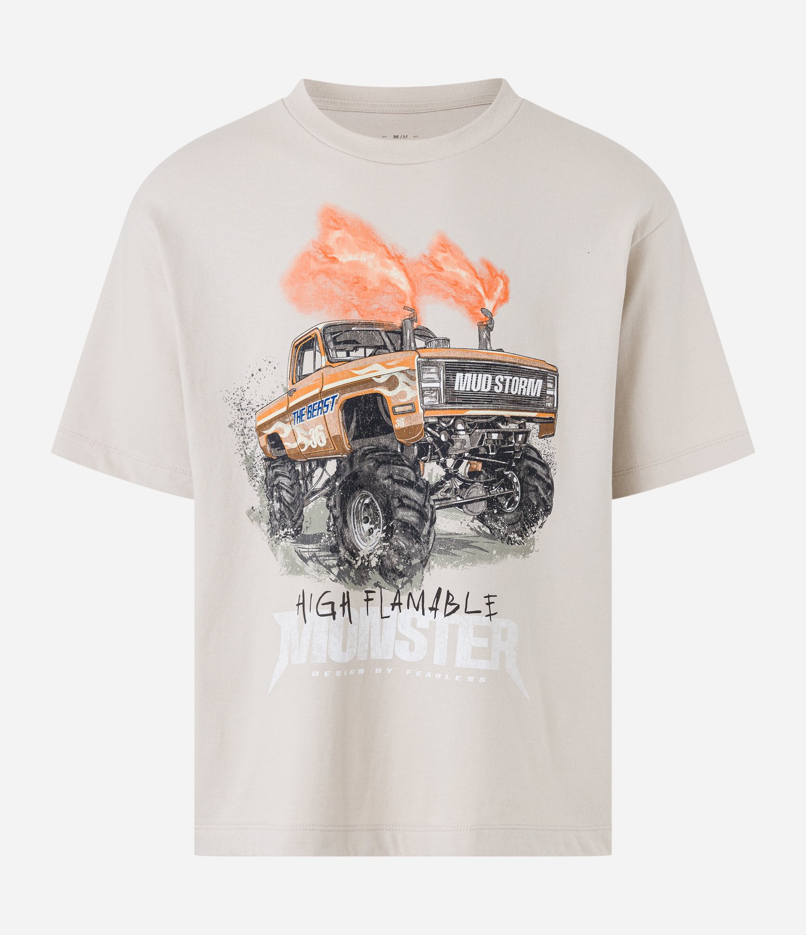 Camiseta Boxy em Algodão e Estampa Monster Truck Branco 3