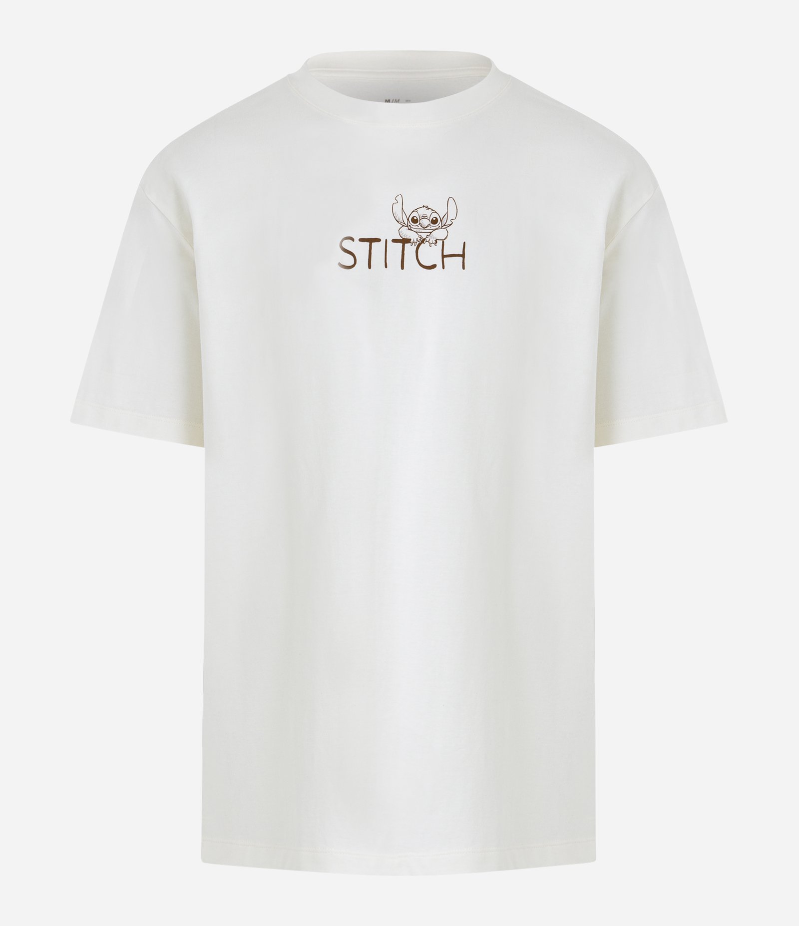 Camiseta Relaxed em Malhão com Estampa Stitch Branco 5