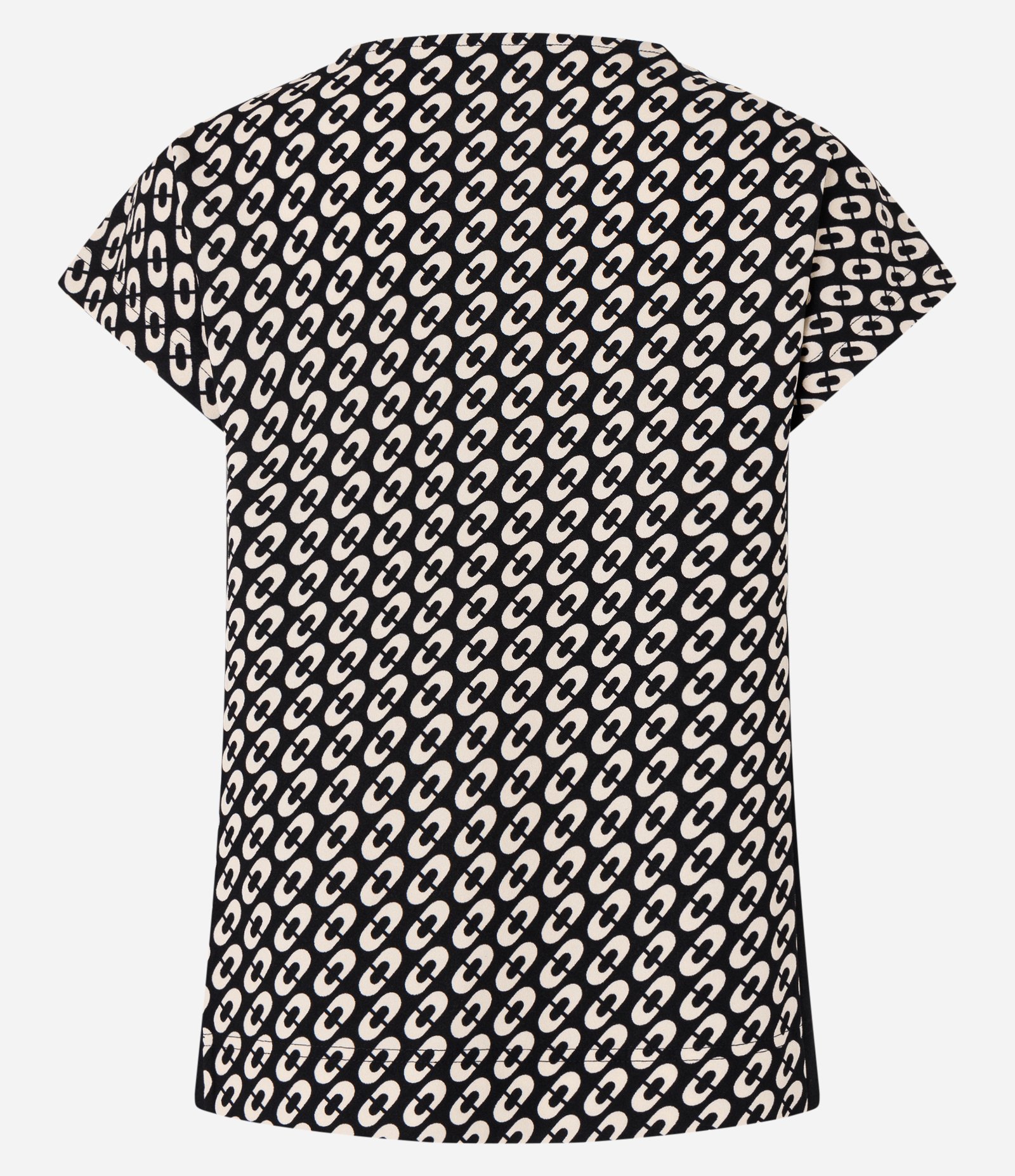 Blusa em Crepe com Contraste Lateral e Estampa Geométrica Preto 2