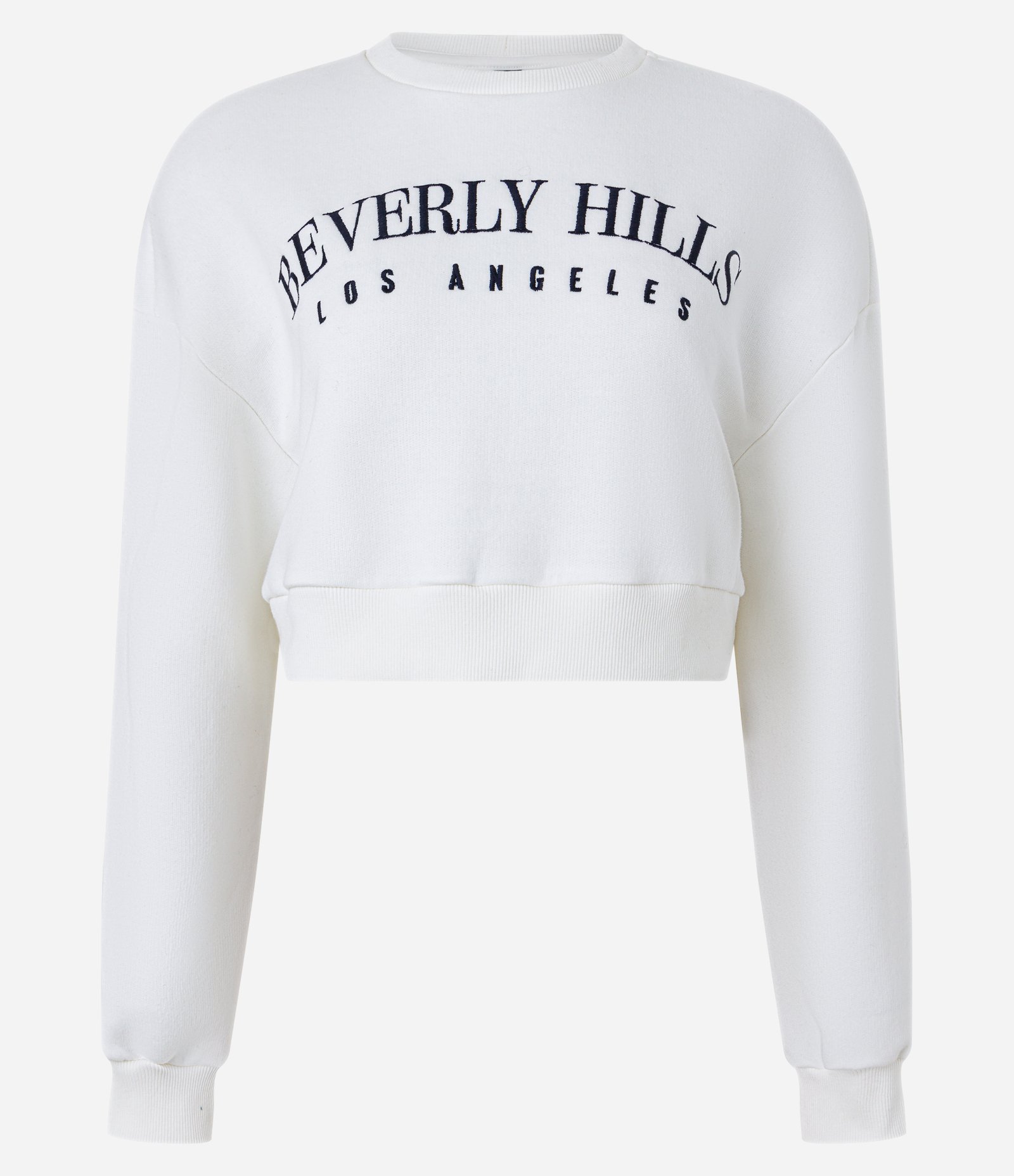 Blusão Curto em Moletom com Forro Fleece e Bordado Beverly Hills Branco 4