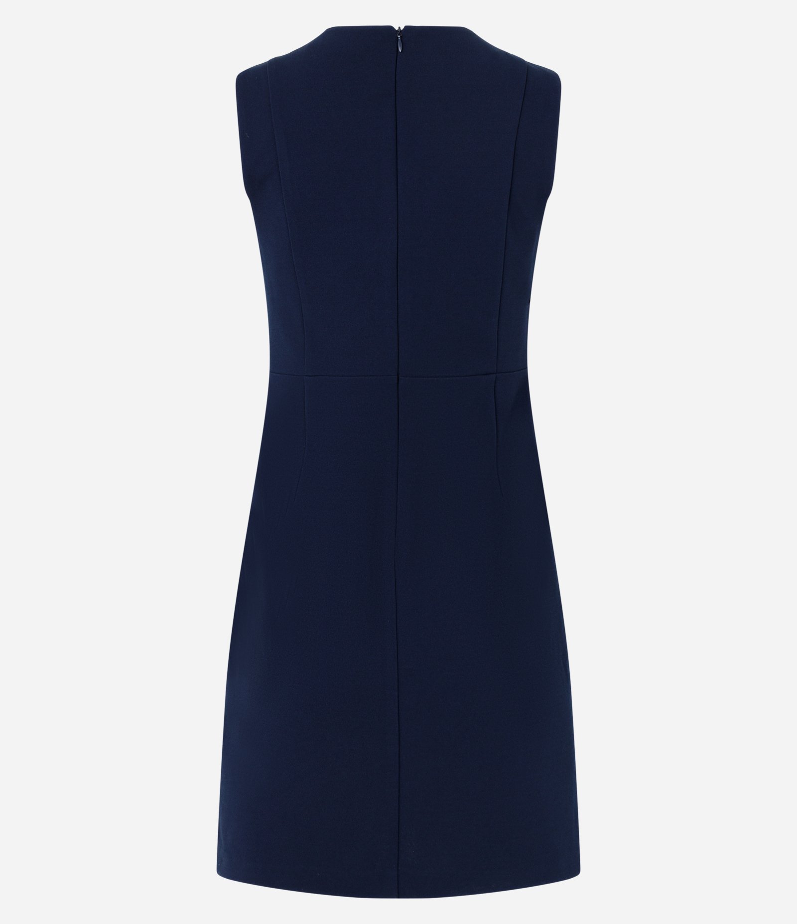 Vestido Curto em Crepe com Decote em V Azul Marinho 7