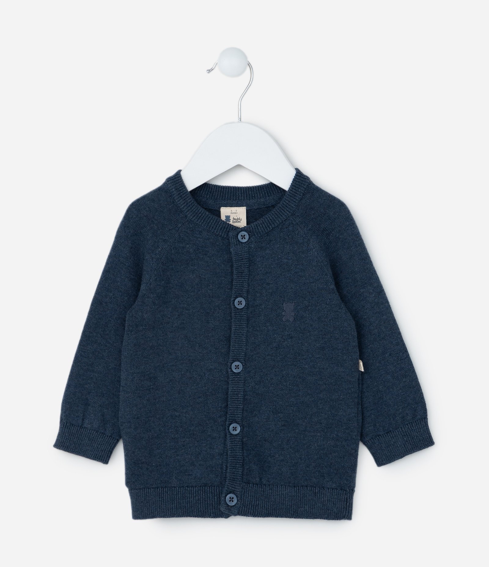 Cardigan Infantil em Tricô com Bordado Ursinho - Tam 0 a 18 meses Azul 1