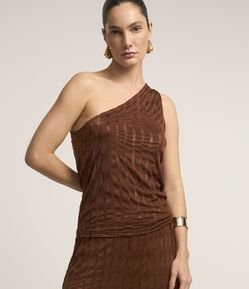 Blusa Sem Manga Texturizada com Decote Ombro Só