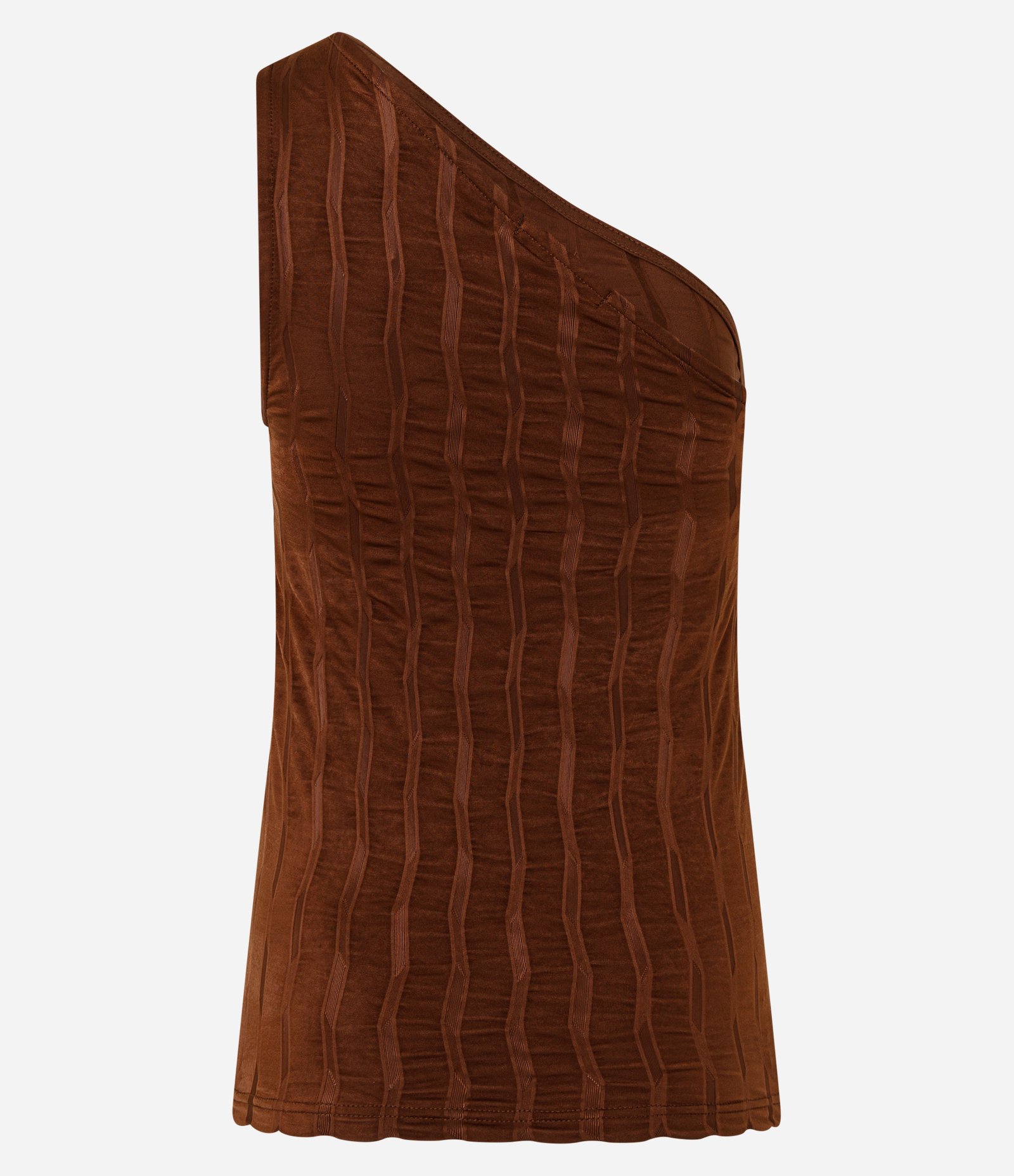 Blusa Sem Manga Texturizada com Decote Ombro Só Marrom 8