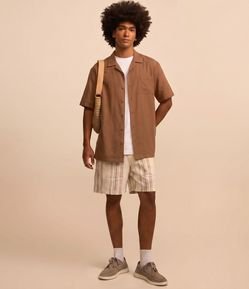 Camisa Relaxed em Tricoline com Textura Bowling