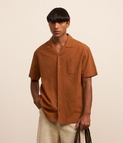 Camisa Relaxed em Tricoline com Textura Bowling