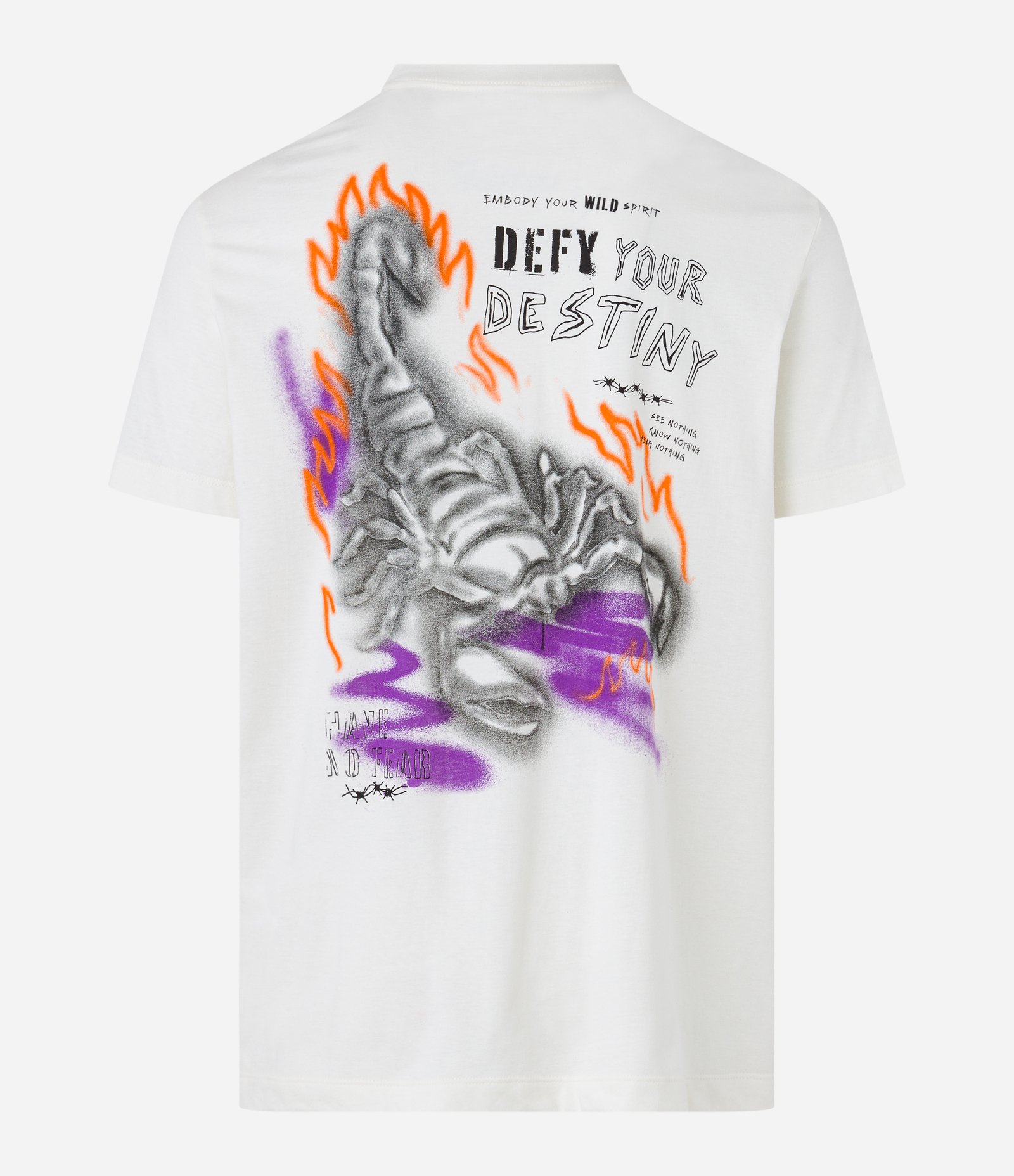 Camiseta Comfort em Algodão com Estampa de Escorpião Branco 6