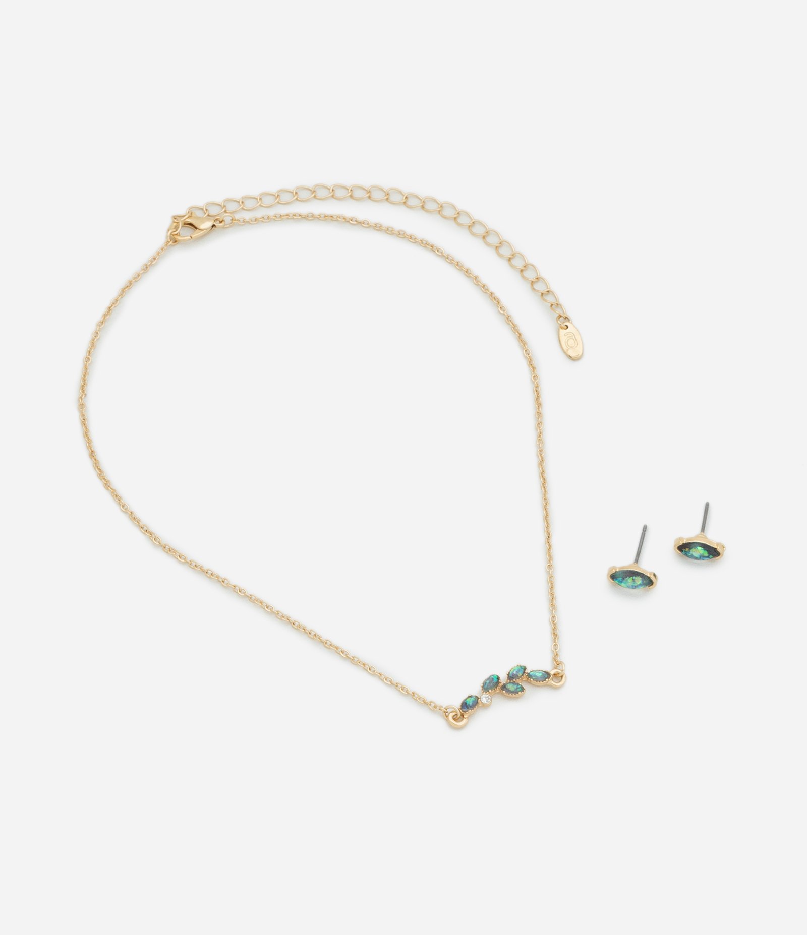 Conjunto de Colar e Brinco com Pingente Efeito Sereia Dourado 1
